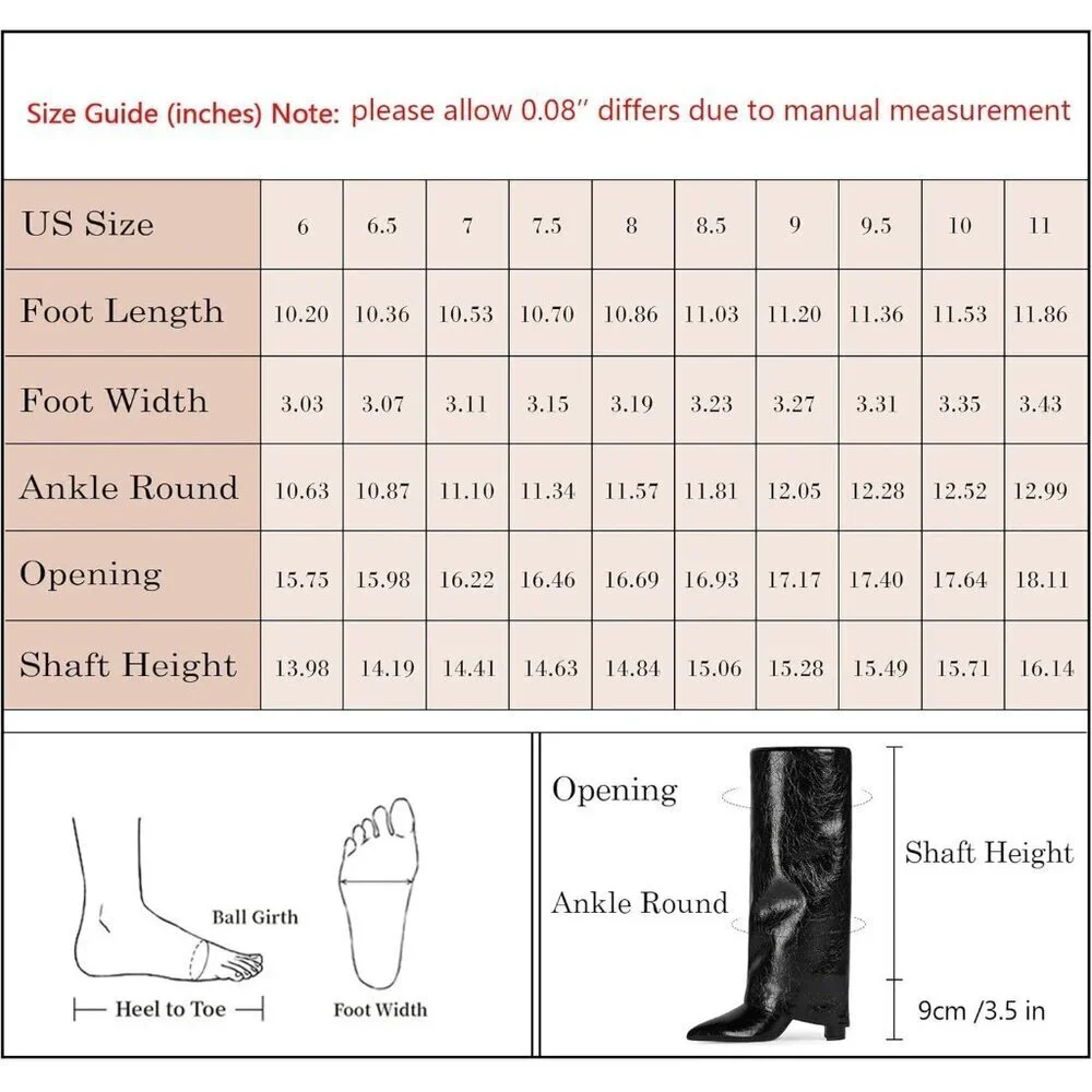 Women B-black Faux Leather Fold Over Knee High Chunky High Heels Long Boots